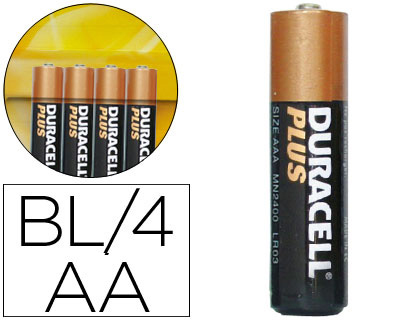 4 pilas alcalinas Duracell Plus tipo AA LR6